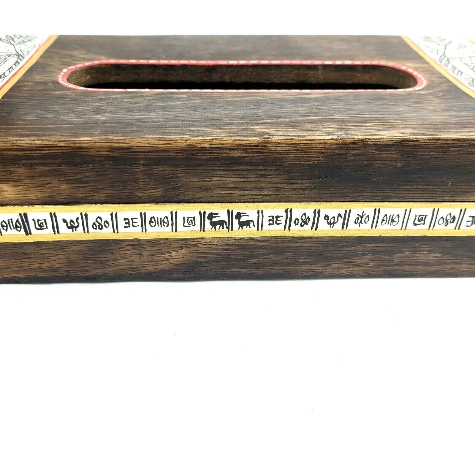 Wood Tissue Box Hand Painted Holder Boho Rustic Decor Hinged Tissue Paper Holder | eBay