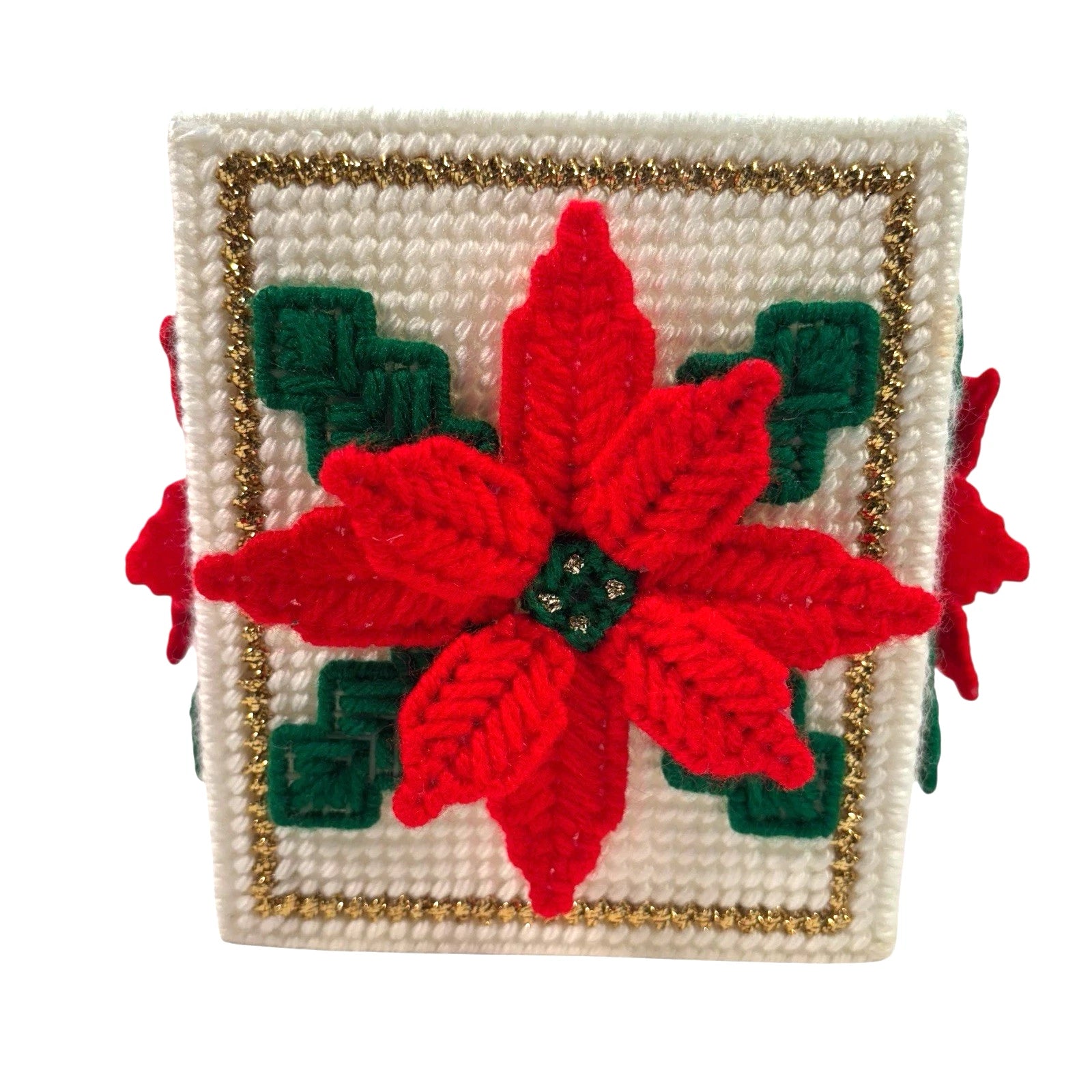 Vintage Plastic Canvas Needlepoint Christmas Square Tissue Cover Box Lot of 2 | eBay