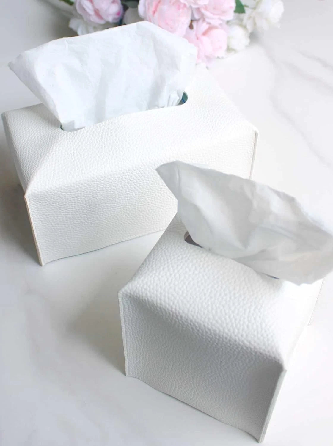 Tissue Holder White Tissue Box Cover – Square Leather Tissue Cover Box with Bott | eBay