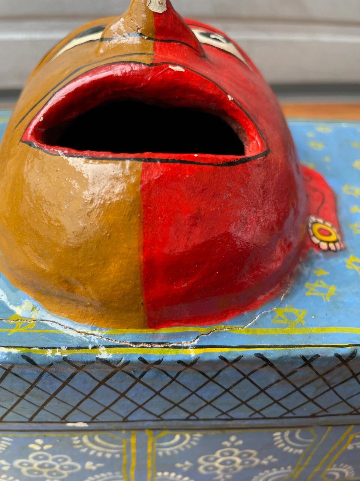 Vintage India Paper Mache Art Mask Hand Painted Handmade Tissue Box | eBay