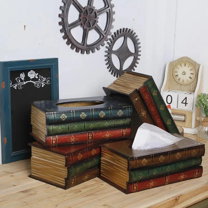 Classical Wooden Antique Book Tissue Box Cover Rectangular Tissue box (red-top) | eBay
