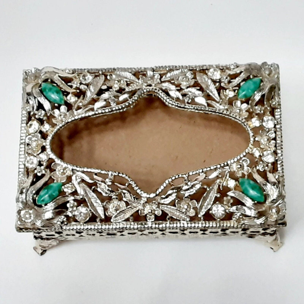Vtg Footed Metal Pocket Tissue Box Ornate Jeweled Hollywood Regency , As-Is | eBay