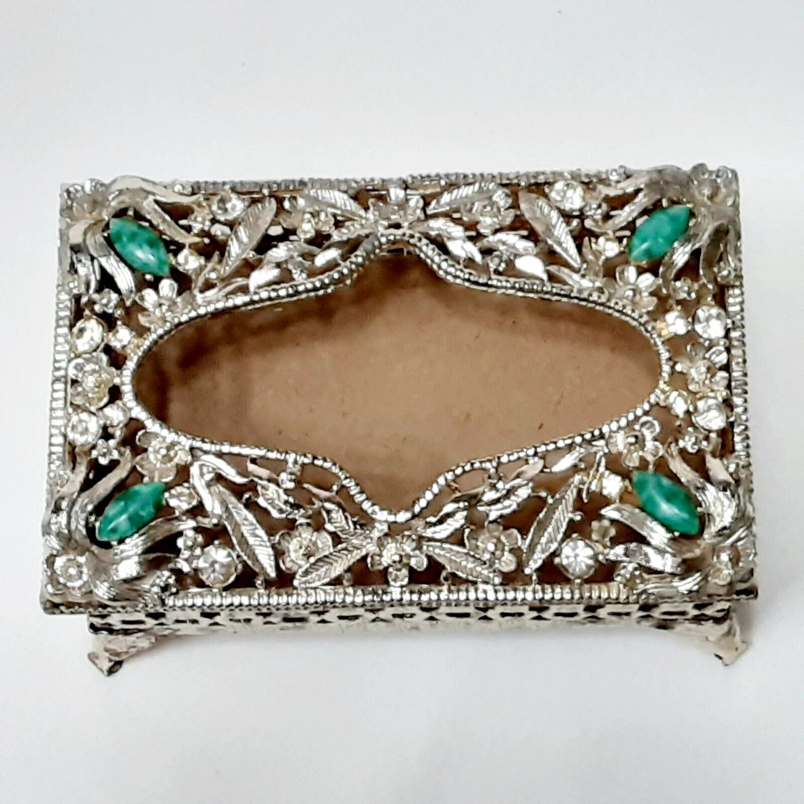 Vtg Footed Metal Pocket Tissue Box Ornate Jeweled Hollywood Regency , As-Is | eBay