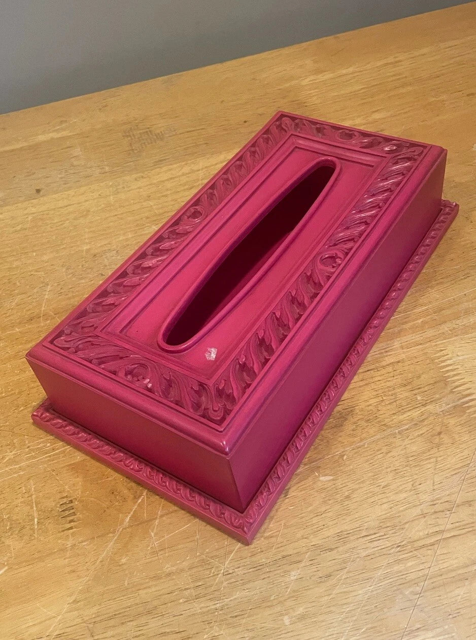 Vintage Syroco Plastic Pink Facial Tissue Box Holder Vanity Scroll Pattern | eBay