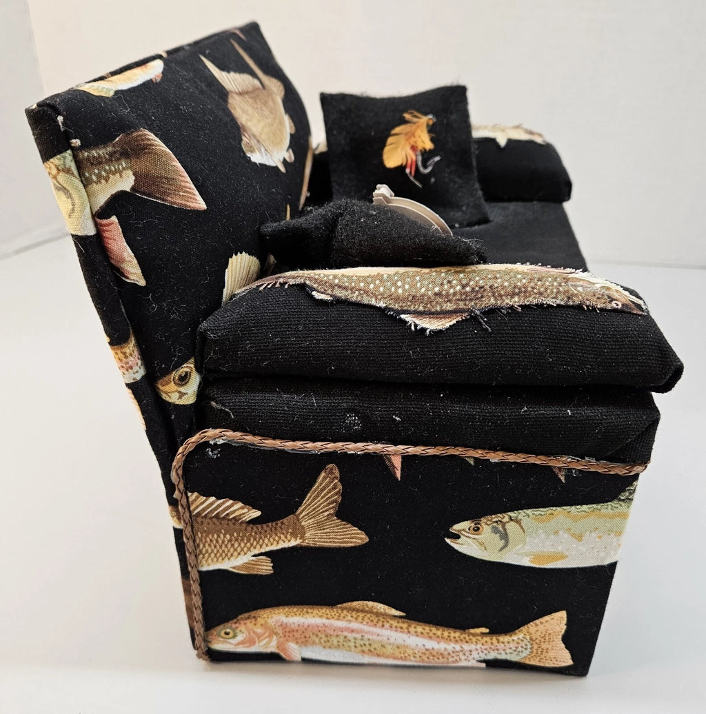 Tissue Box Cover Fishing Sofa Fish Couch Padded Cushions Ocean Theme Decor 9x5x4 | eBay