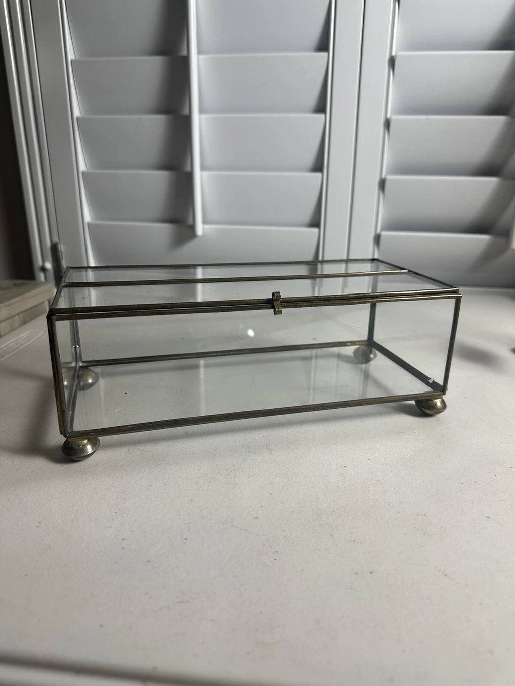 Vintage Old Brass & Glass Tissue Box, Rare | eBay