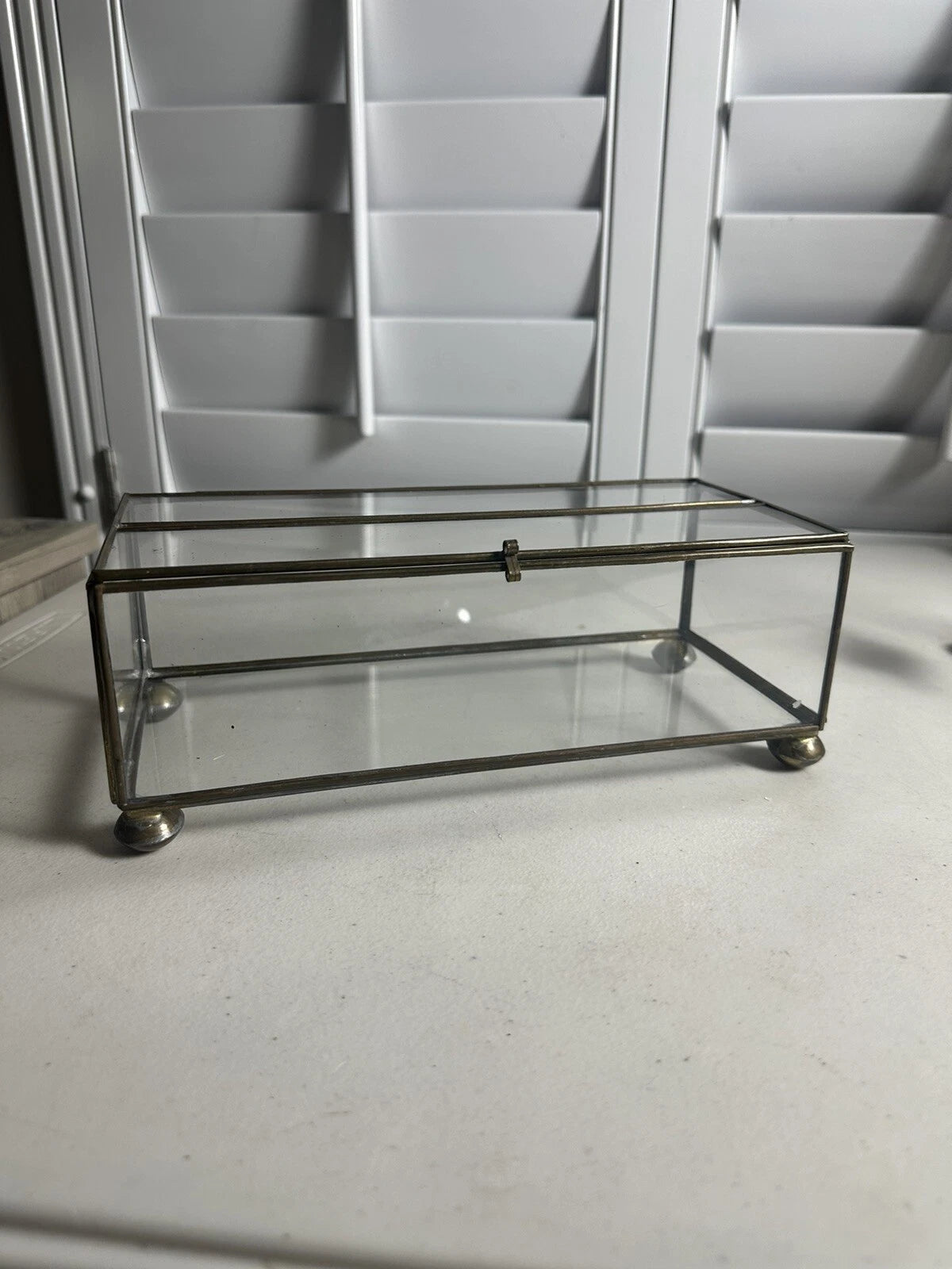 Vintage Old Brass & Glass Tissue Box, Rare | eBay