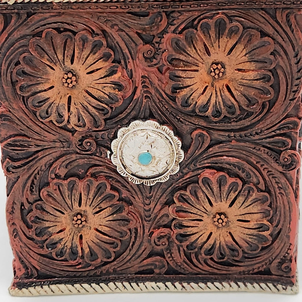 Western Tooled Leather Tissue Box Cover Polyresin | eBay