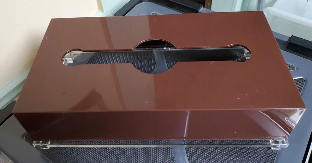 VINTAGE MCM TISSUE BOX HOLDER BROWN ACRYLIC LUCITE | eBay