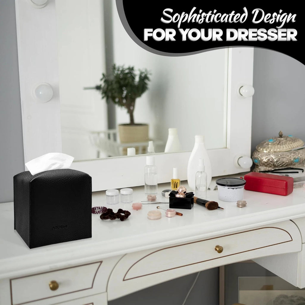 Tissue Box Cover Holder, PU Leather Tissue Box Cover Square with Bottom Belt, Cu | eBay