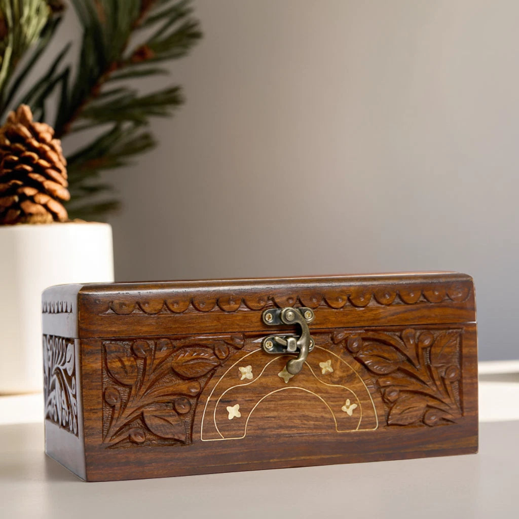 Wooden Tissue Box 8x5x4 – Hand-Carved Floral Design, Durable & Decorative | eBay