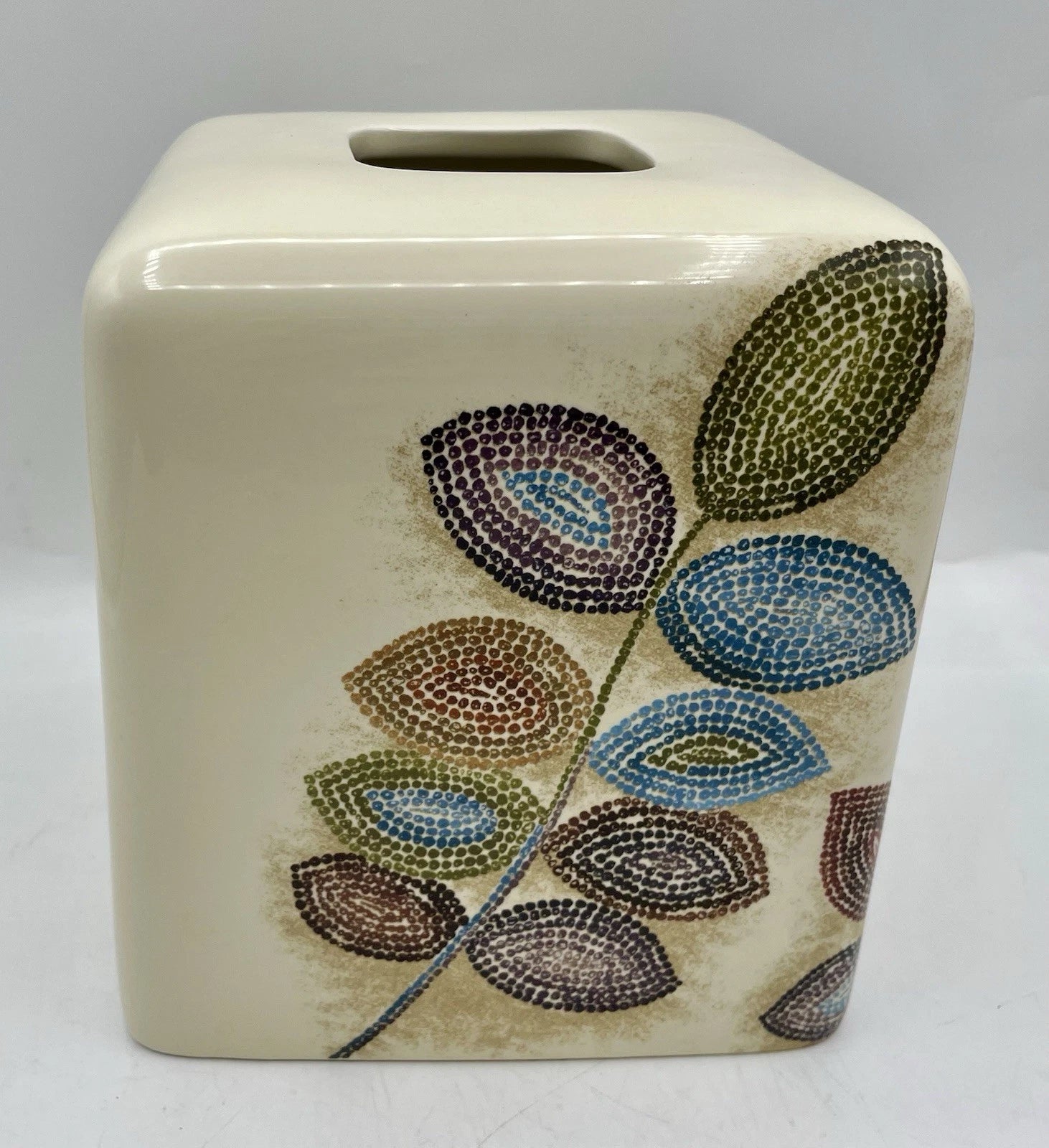 Croscill Mosaic Leaves Square Ceramic Tissue Box Cover - Excellent!! | eBay