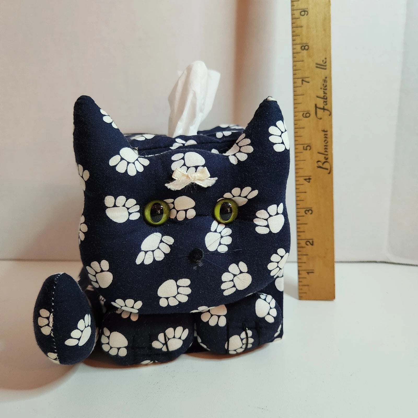 Cloth Cat Tissue Cube Box Cover Navy Blue with white paw prints | eBay