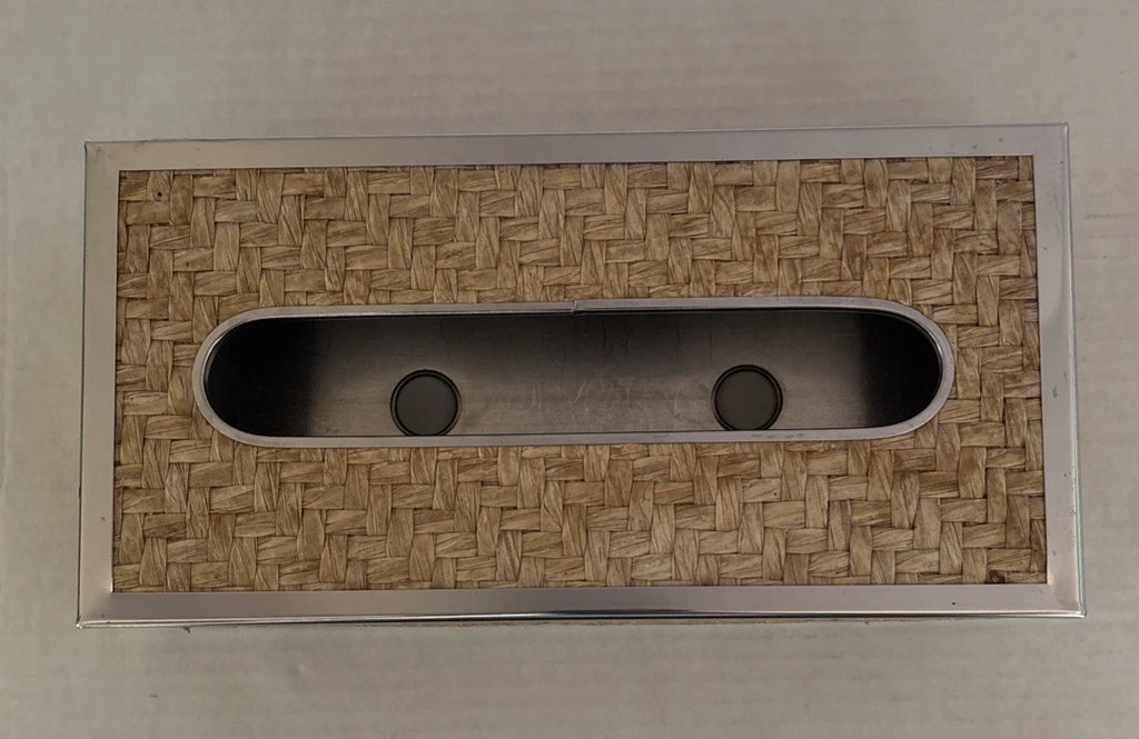 Vintage Wicker Rattan Chrome Tissue Box Cover Wall Holder - Tropical Coastal | eBay