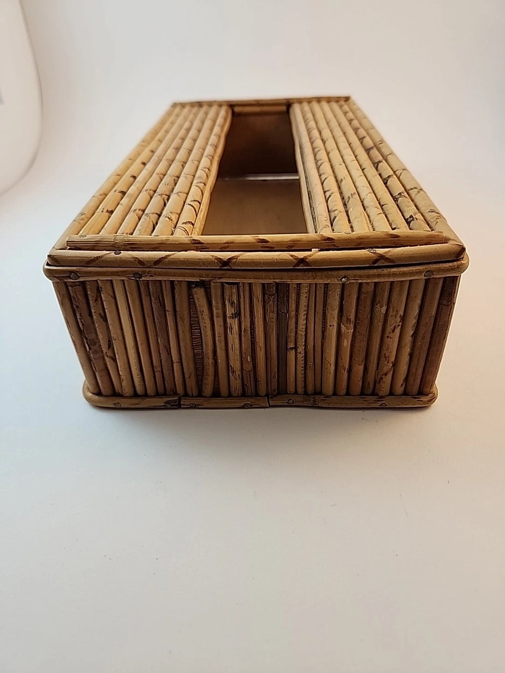 Boho Burnt Bamboo Rectangle Tissue Box Cover With Slid Out Bottom Tiki Bar | eBay
