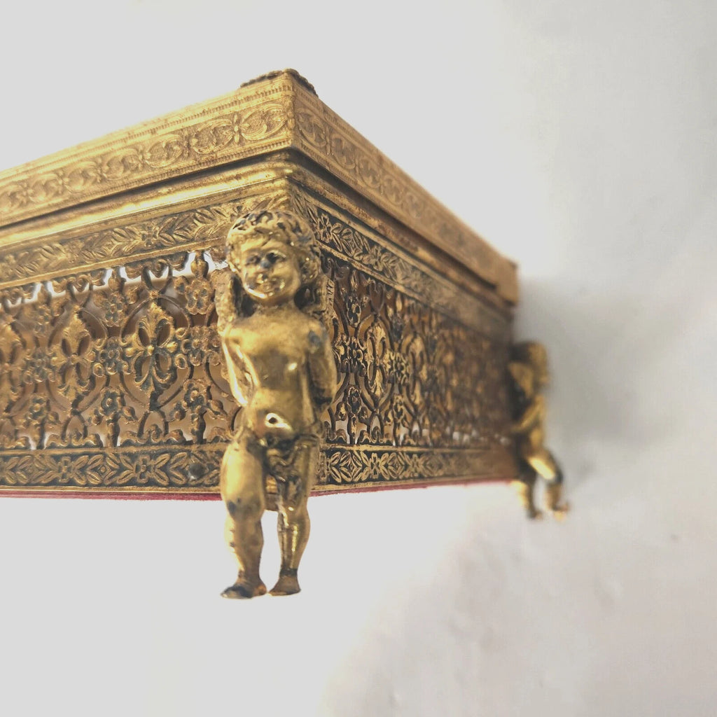 1940's Hollywood Regency Tissue Box Holder Cherub Feet Brass Filigree Gold Tone | eBay