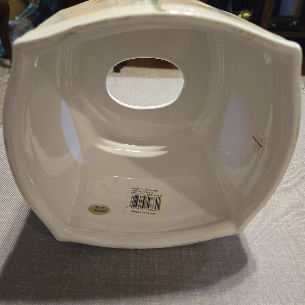 Vtg Croscill HandPainted Ceramic Tissue Box Cover Gazebo Floral Botanical New | eBay