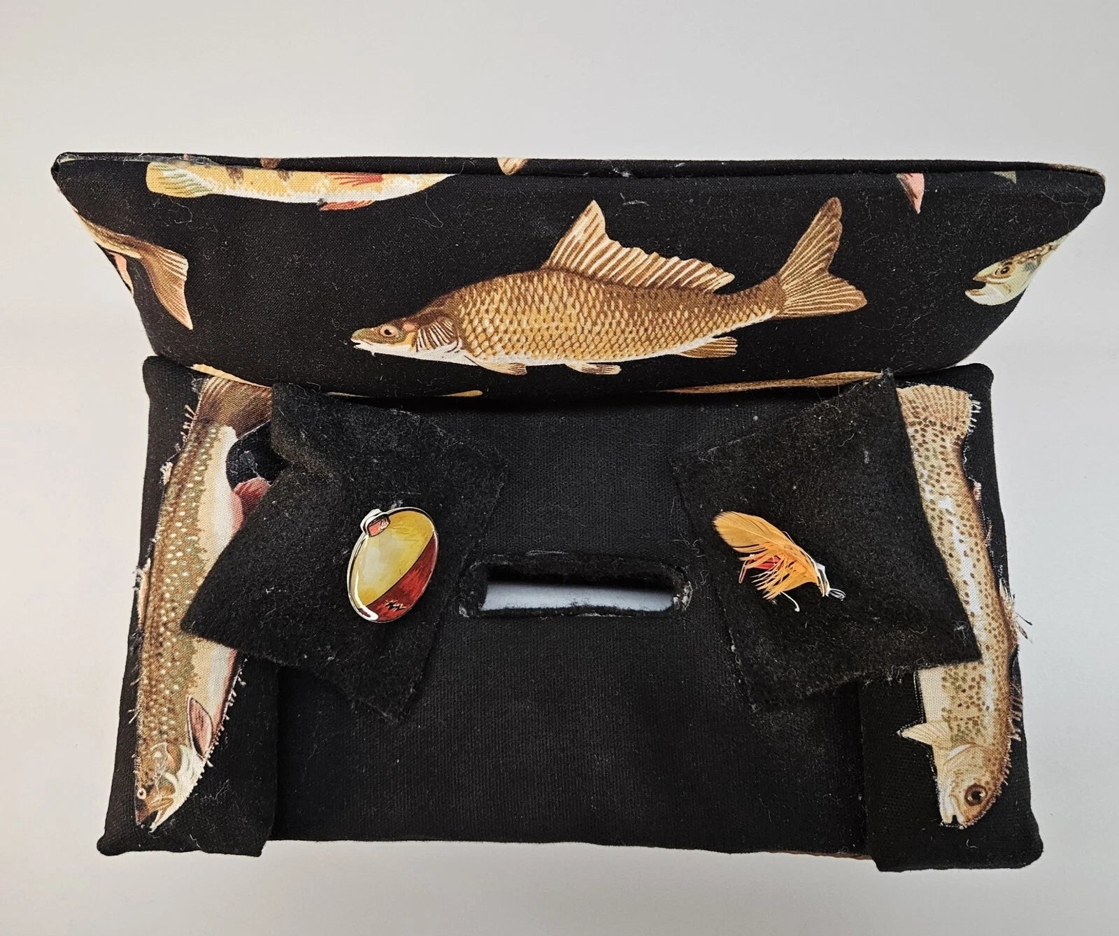 Tissue Box Cover Fishing Sofa Fish Couch Padded Cushions Ocean Theme Decor 9x5x4 | eBay