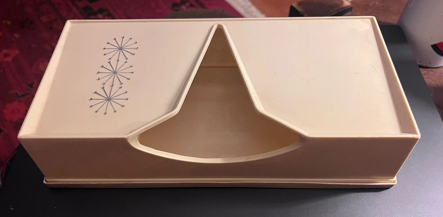 Vintage MCM Lustro Ware Atomic Cream Tissue Holder H‑33 Retro Starburst | eBay