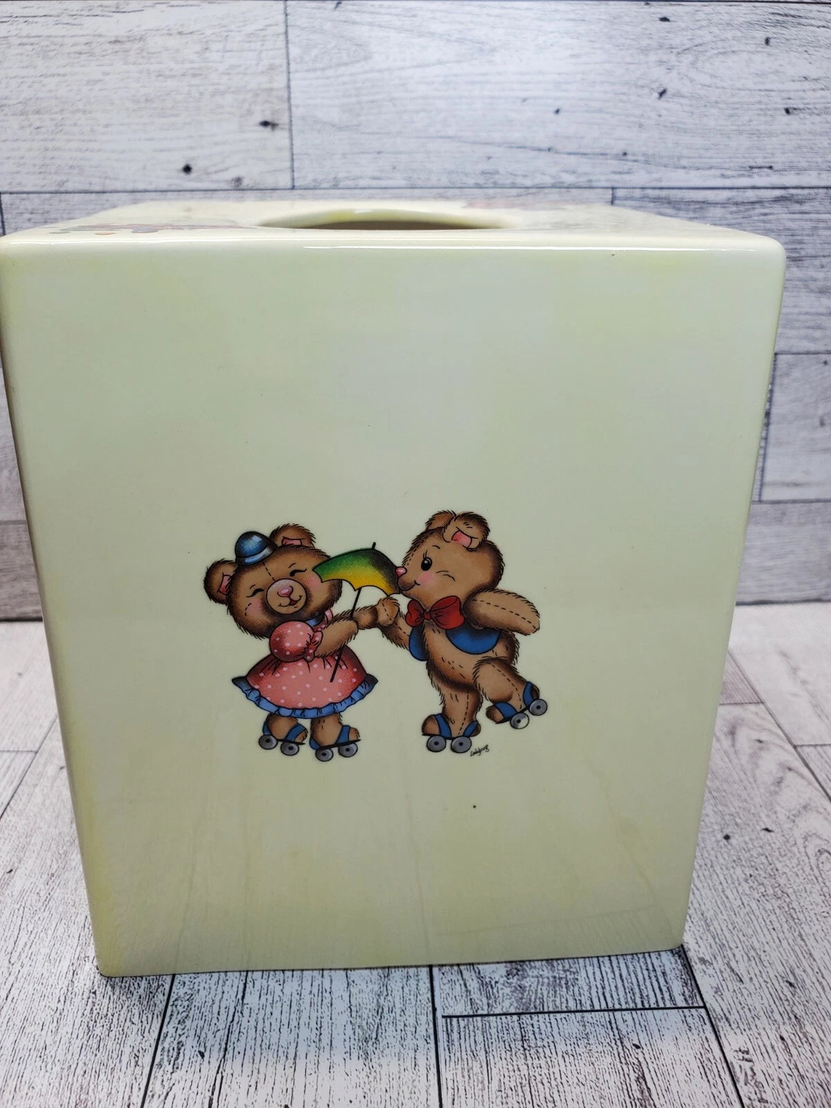 Vintage Handmade Ceramic Tissue Box Cover Baby's Room Teddy Bear Circus | eBay