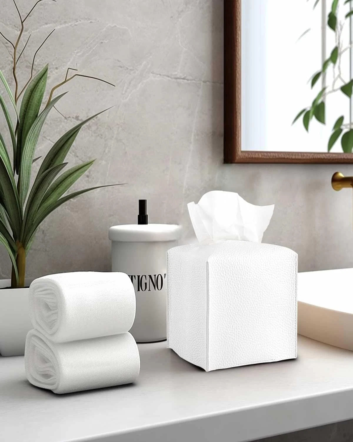 Tissue Holder White Tissue Box Cover – Square Leather Tissue Cover Box with Bott | eBay
