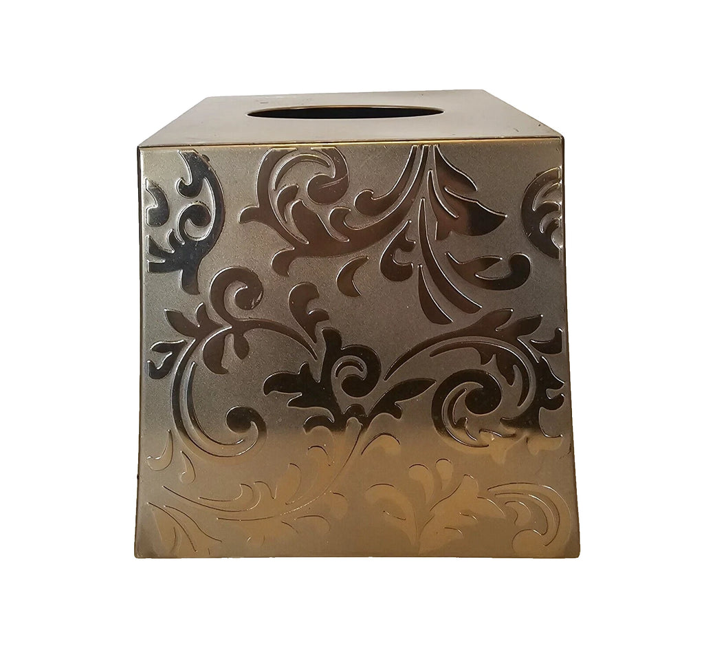 Tissue Box Cover Holder Gold Tone Scroll Design Raised Metal 6" | eBay