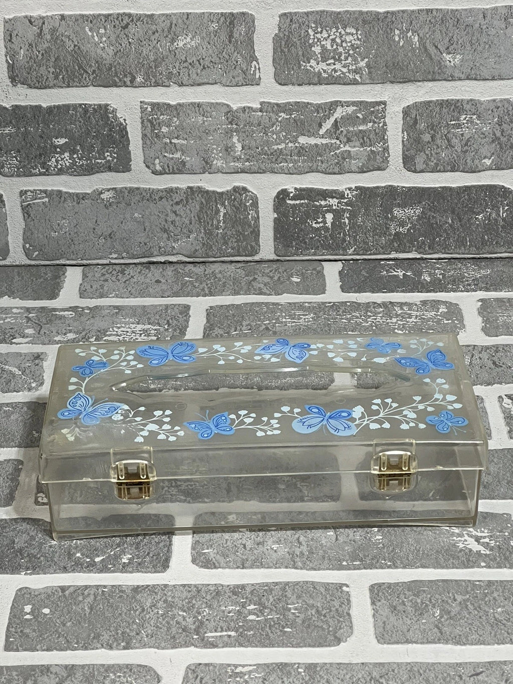 Vintage Wolff Products Co Clear Plastic Tissue Box Painted Butterfly Hinged Lid | eBay