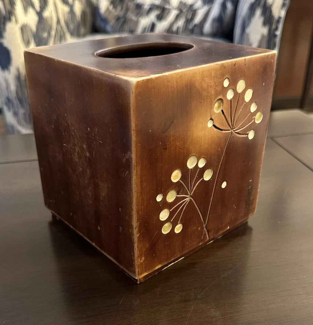 Tissue Box Wooden Dandelion Pattern | eBay