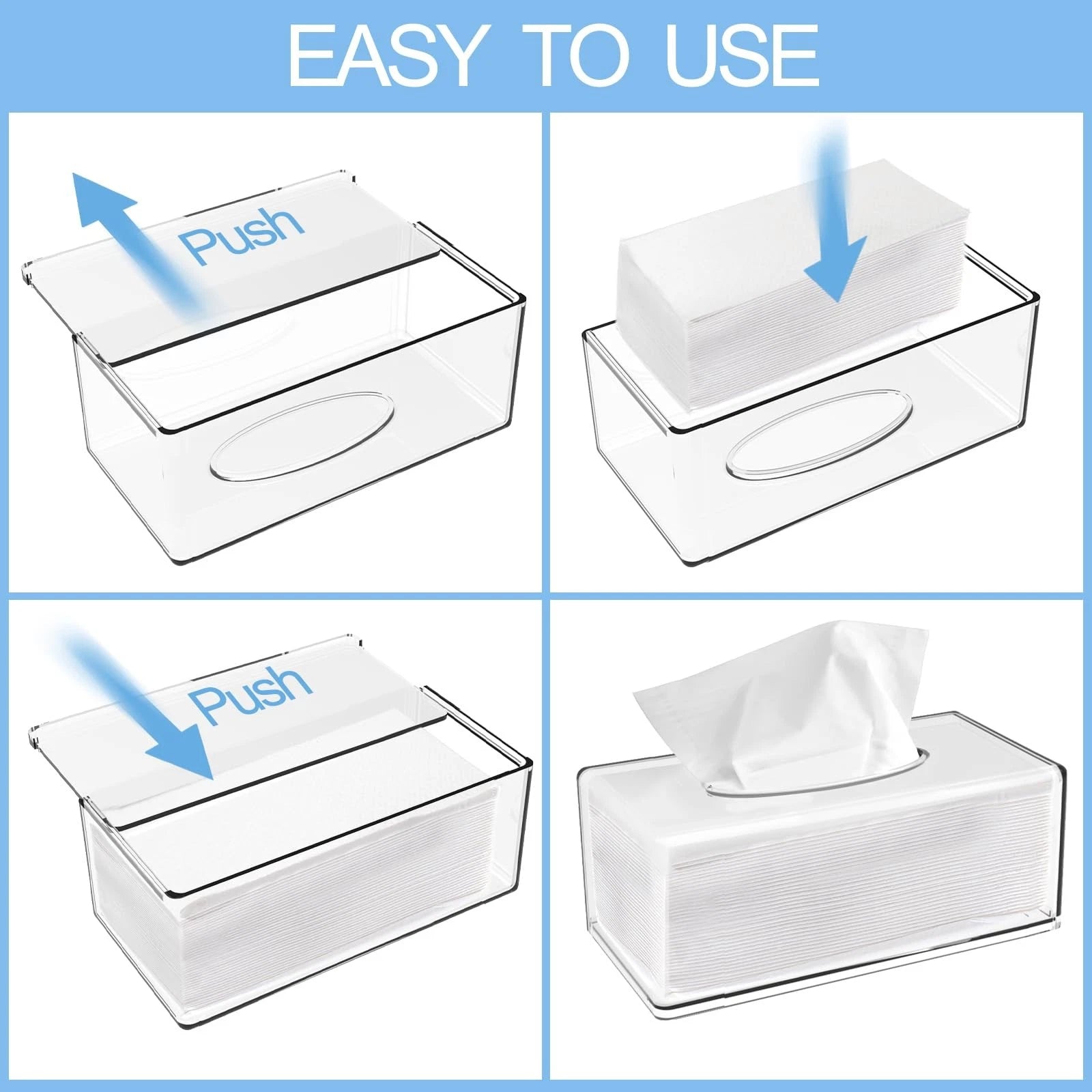 Yopay 2 Pack Clear Tissue Dispenser Box, Facial Acrylic Tissue Box Cover Holder, | eBay
