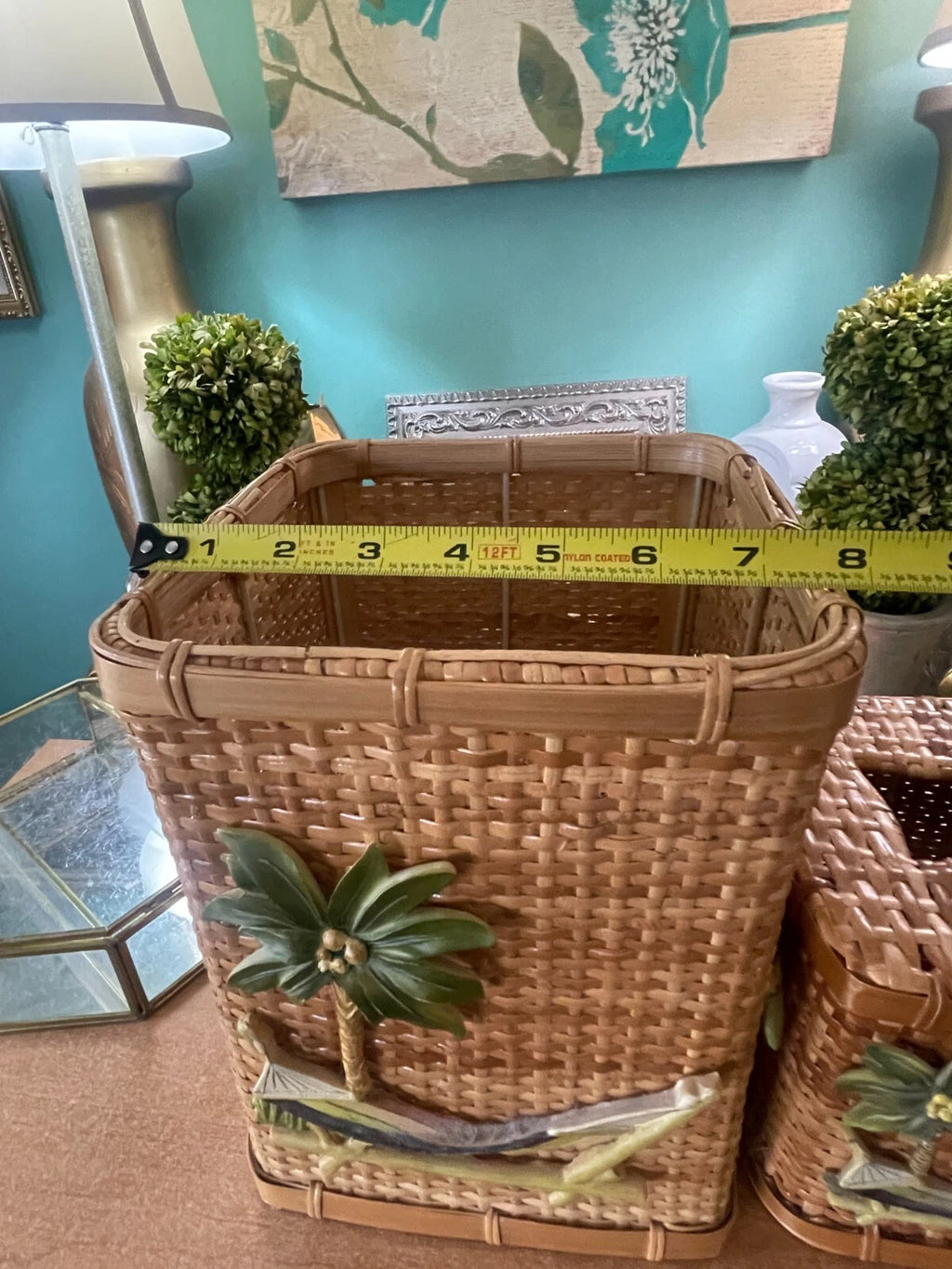 Wicker/Rattan Tropical Decor, Tissue Box /Box, Palm Tree & Hammock, Boho | eBay