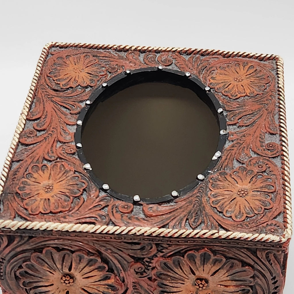 Western Tooled Leather Tissue Box Cover Polyresin | eBay