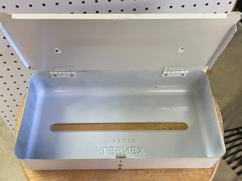 Vintage Kleenex Metal Tissue Holder White Wall Mounted Box Dash Mount w/Key NOS | eBay