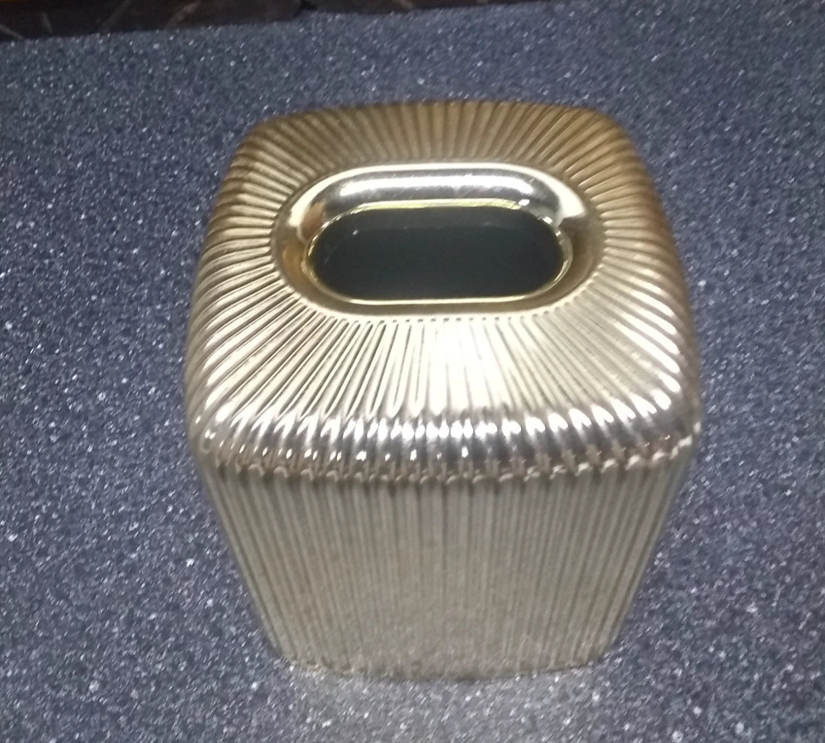 Gold Tone Acrylic Ribbed Tissue Box Cover _GVC | eBay