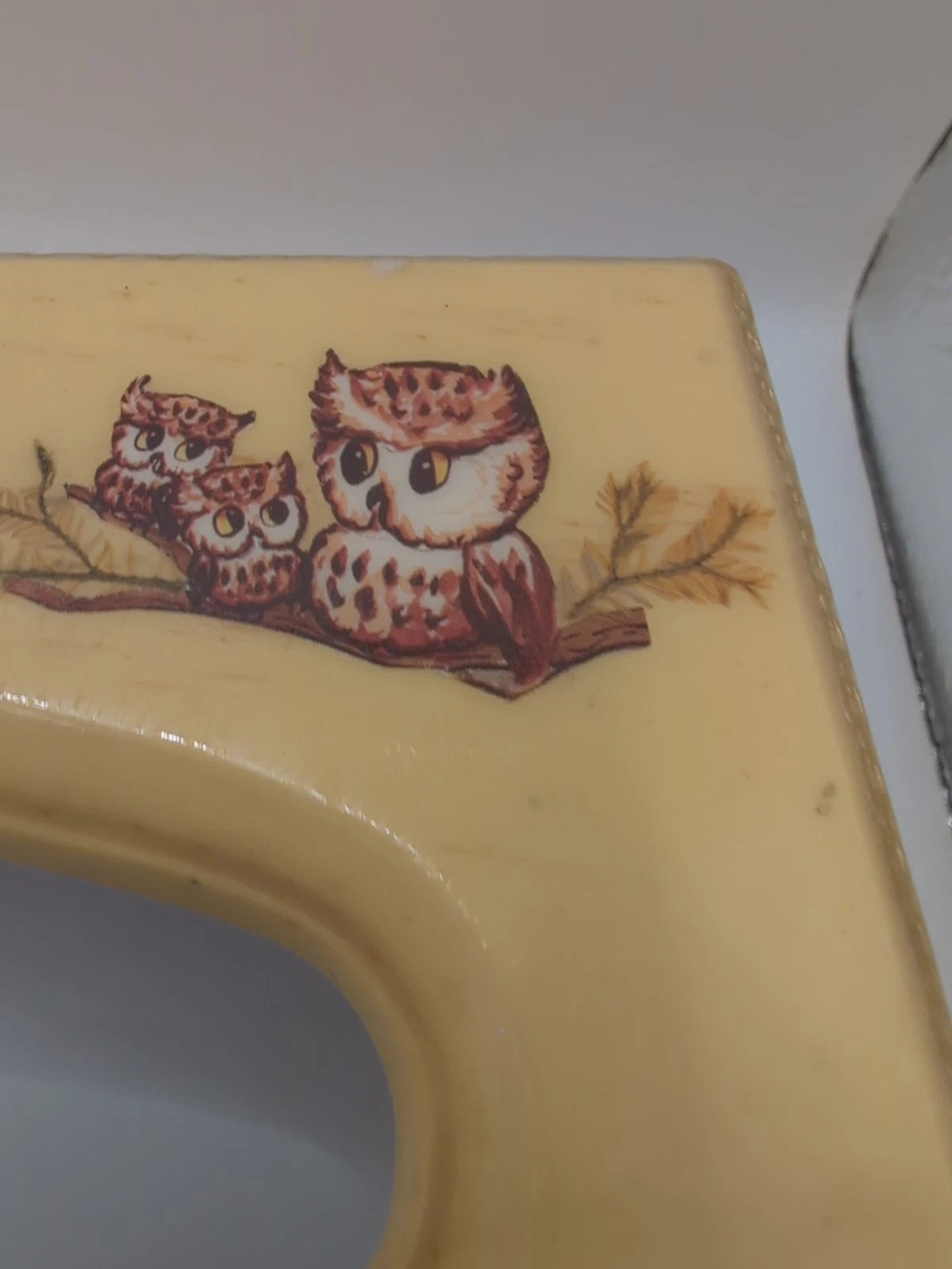 Vintage MCM Tissue Box Cover Yellow With Owl Design Wood & Plastic 11x6" | eBay