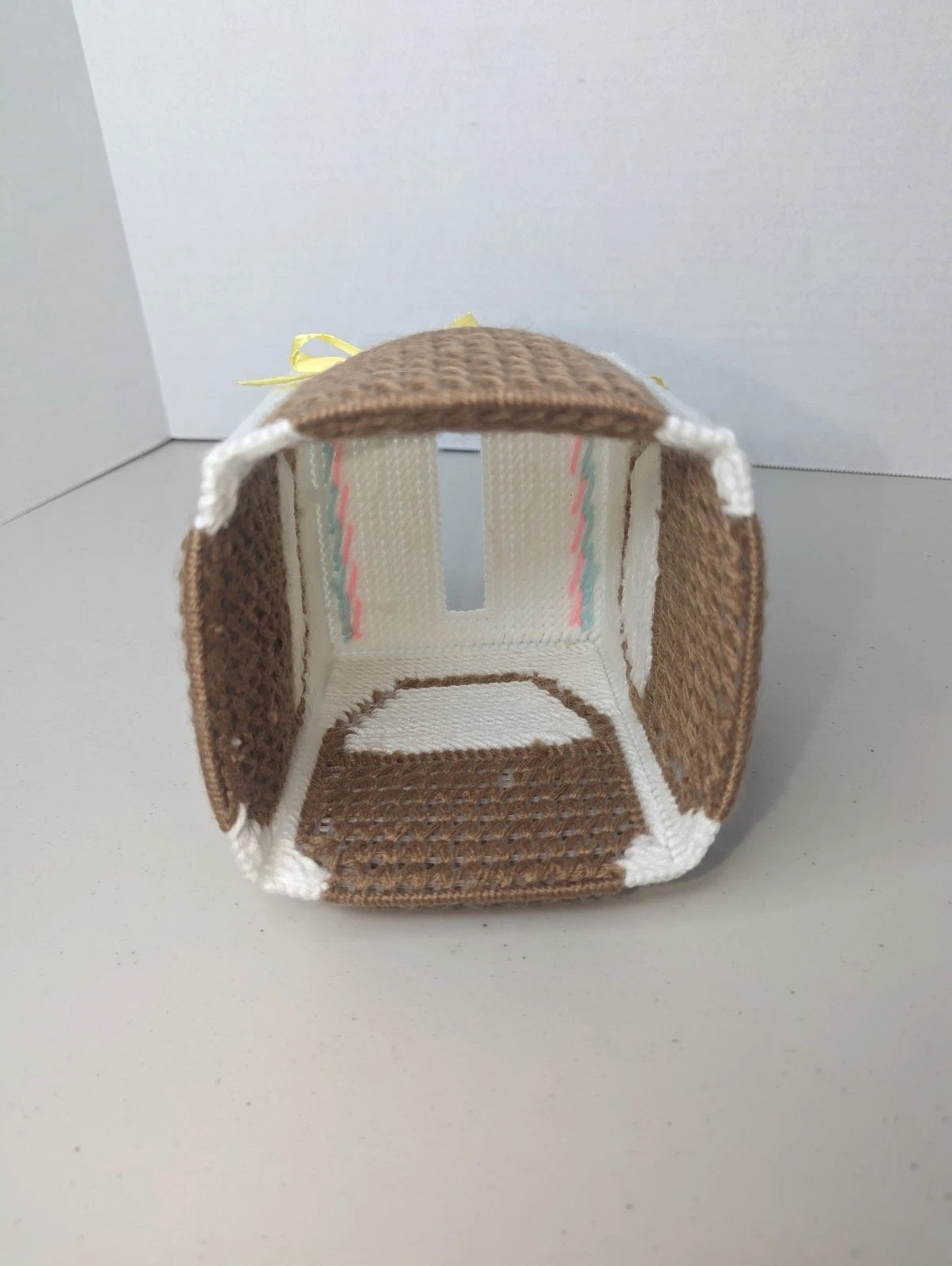 Vtg Plastic Canvas Needlepoint Easter Egg Basket Square Tissue Cover Box | eBay