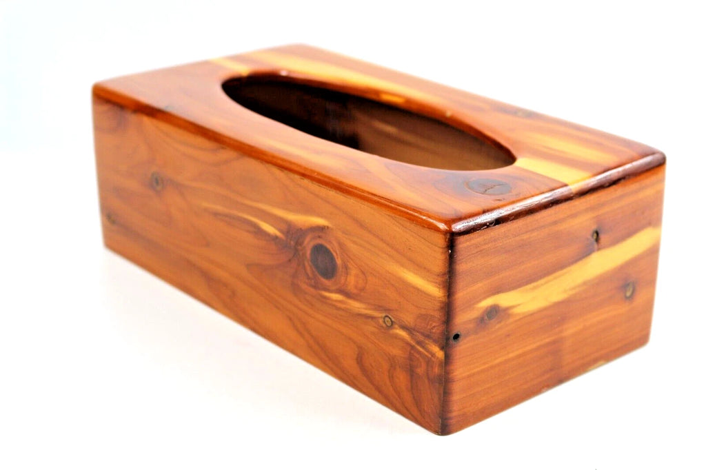 Vintage Cedar Wood Tissue Box Cover 10-1/2" X 5-3/8" X3-5/8" Oval Opening | eBay