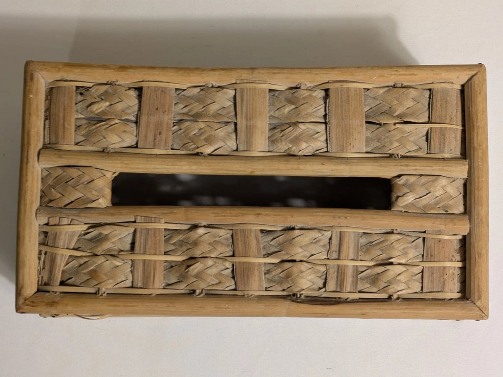 Wicker Rattan Bamboo Natural Tissue Box Cover Coastal Boho Rectangular Vintage | eBay